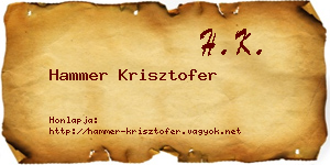 Hammer Krisztofer névjegykártya